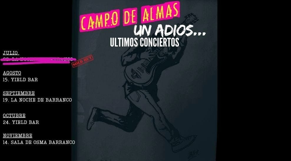 Un Adiós – Campo de Almas: Últimos Conciertos