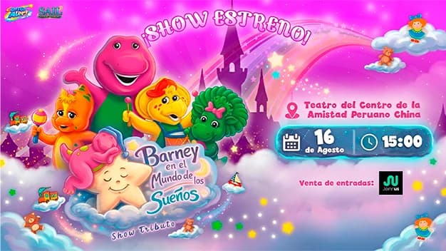 Barney en el Mundo de los Sueños (Show Tributo) 3:00 PM. — Teatro — Teatro del Patronato C. de la Amistad Peruano (N)