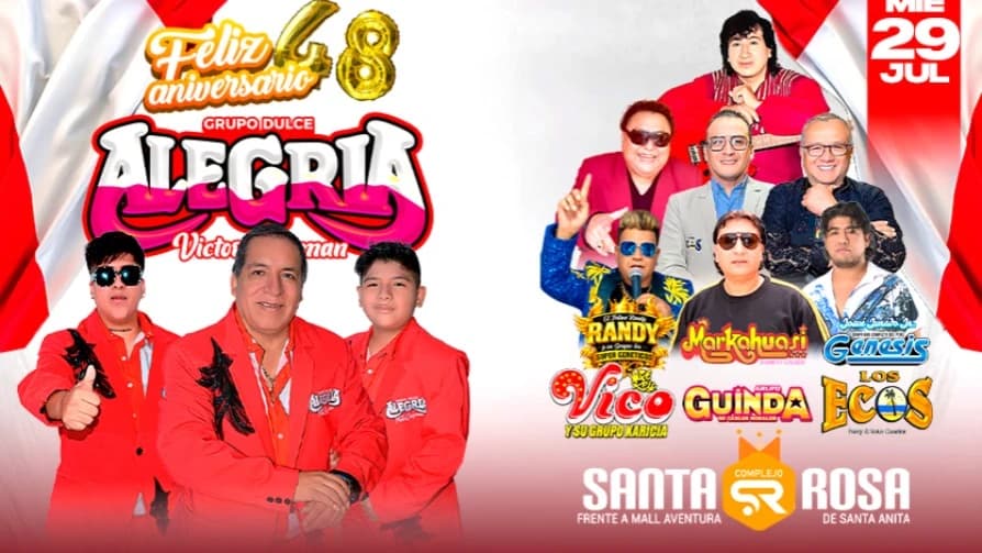 Feliz 48° Aniversario Grupo Dulce Alegria con Vico y su grupo Karicia, Los Ecos y mucho más en el Complejo Santa Rosa — Concierto