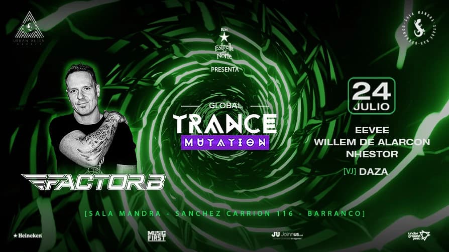 Global Trancemutation presenta Factor B "Theatre of the Mind" on Tour 2026 — Concierto