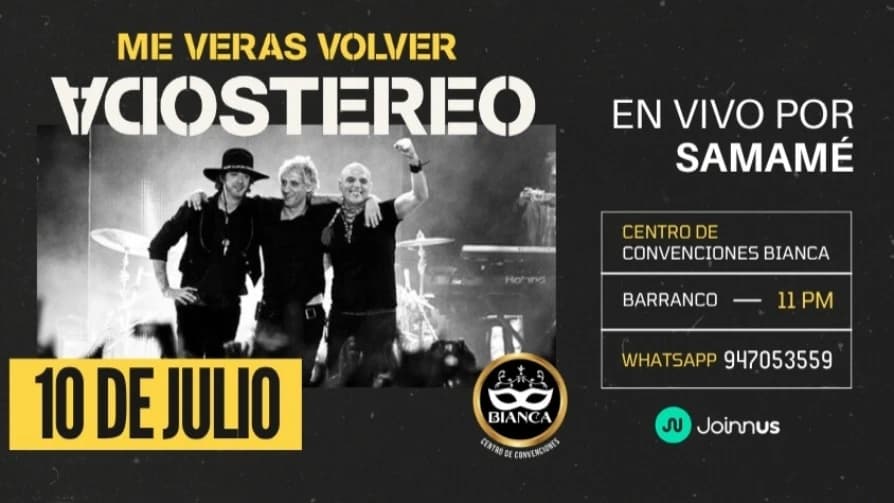 Me Verás Volver: El Concierto Completo de Soda Stereo por Samamé — Concierto — CC Bianca New